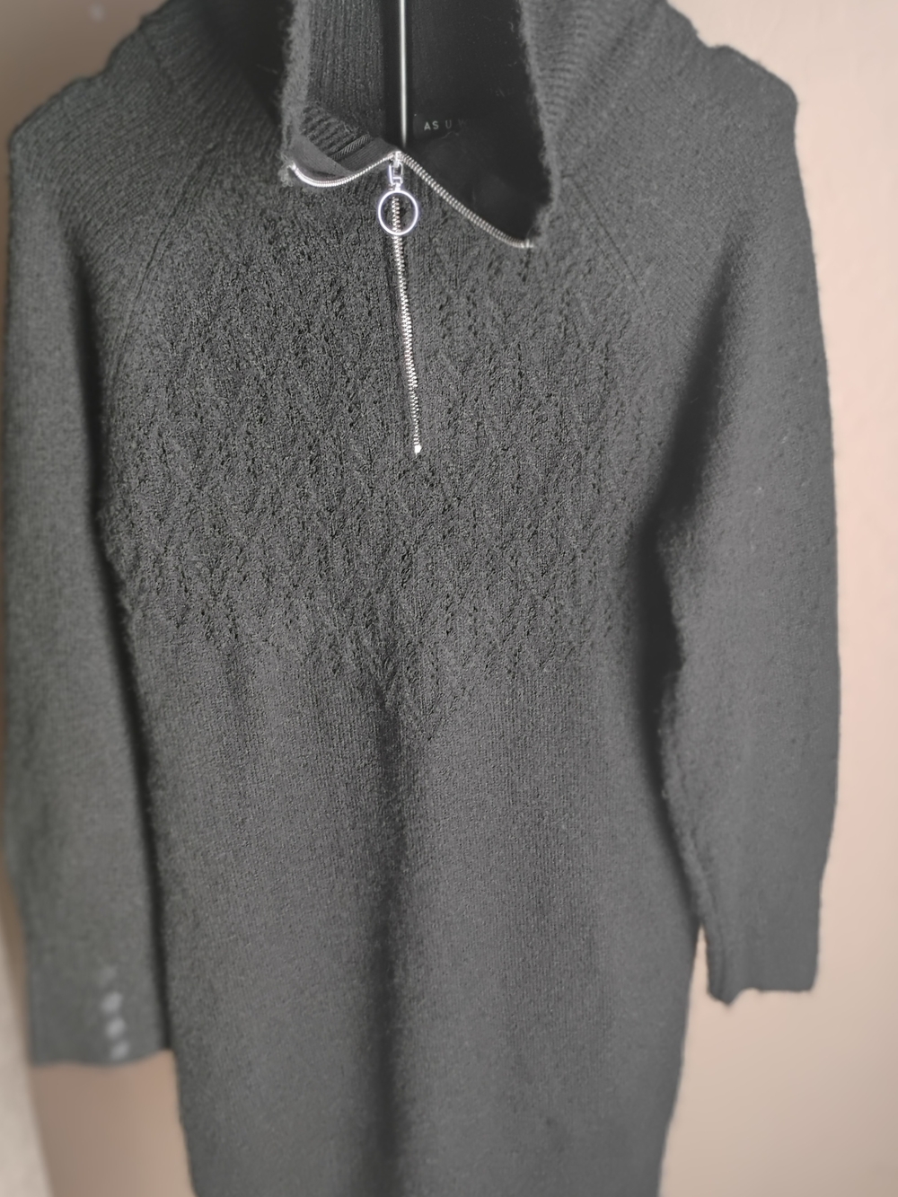As U Wish Black Quarter-Zip Knit Sweater Dress Size M
